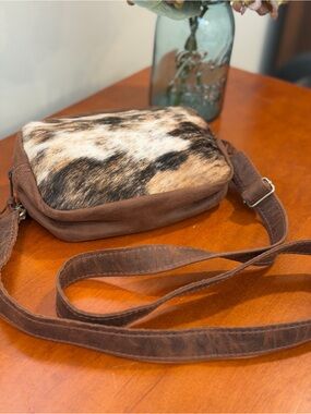 Hair on Hide leather crossbody belt bag